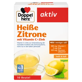 Abbildung der Produktverpackung Doppelherz aktiv Heiße Zitrone Frontansicht